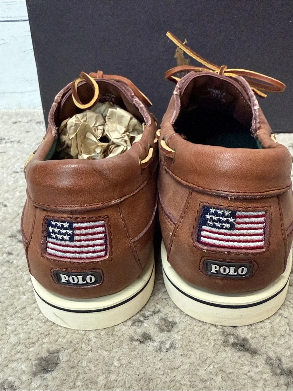 NWT Polo by Ralph Lauren Tan/Brown Leather Boat Shoes